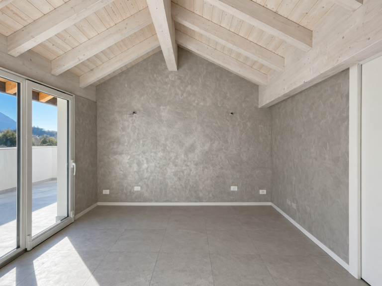 Minimalist Grey-Stucco Gable Room