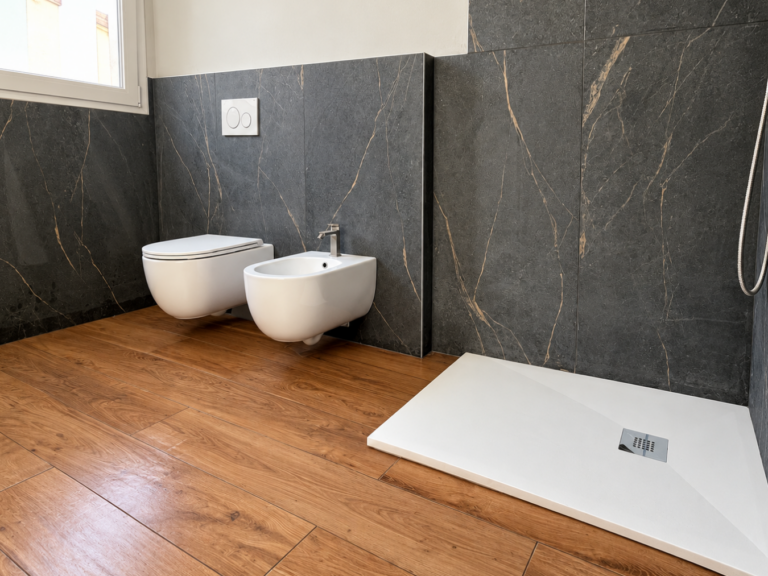 Modern Charcoal Marble Bathroom Corner